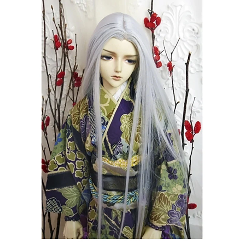 Парики Allaosify 1/3 BJD из высокотемпературного волокна серебристые белые длинные