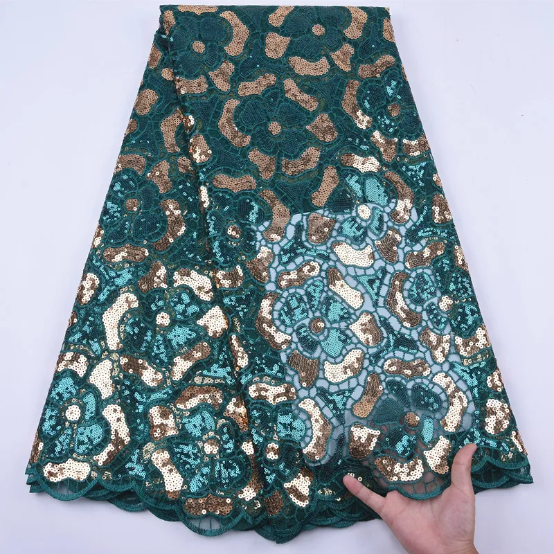 

Fashion African Sequins Lace Fabrics 2020 High Quality French Tulle Lace Fabric Nigerian Mesh Lace Fabrics For Wedding Dress