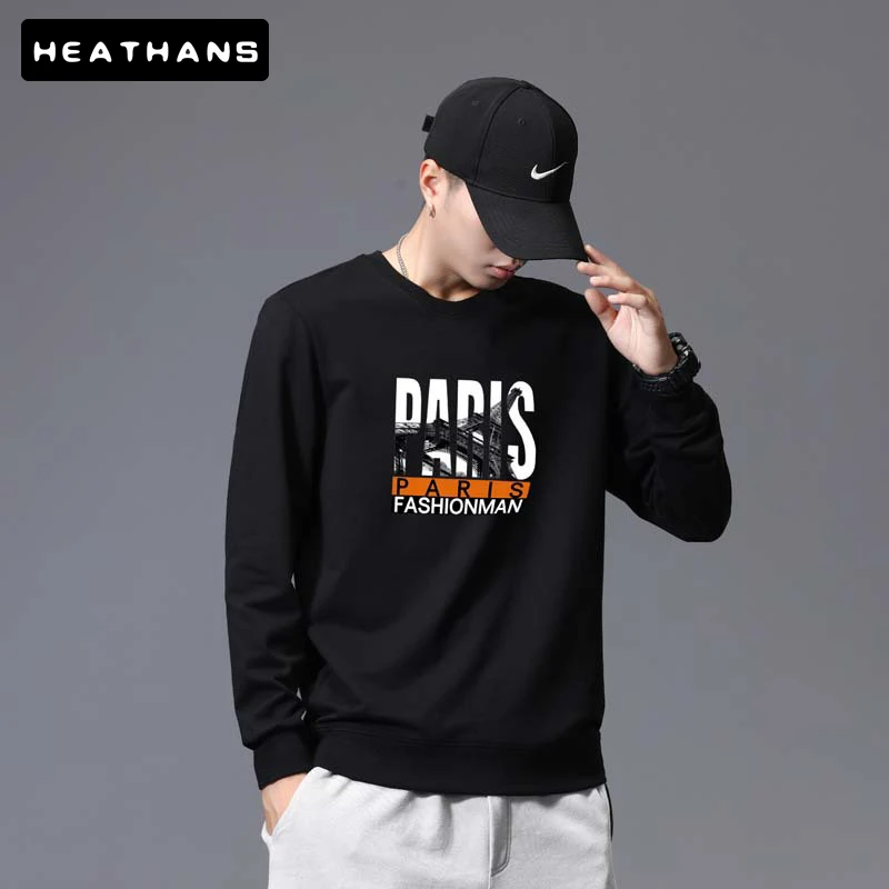 

New Men's O-Neck Fashion Pullover Personality Casual Letter Printing Bottoming Shirt Male Handsome Comfortable Swearshirts Coats