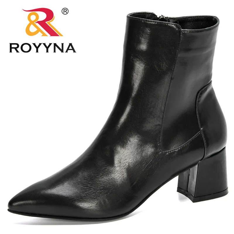 

ROYYNA/2020; Новые дизайнерские популярные ботильоны; Сезон осень-зима; Женские ботинки в западном стиле; Женские ботинки с высоким берцем на выс...