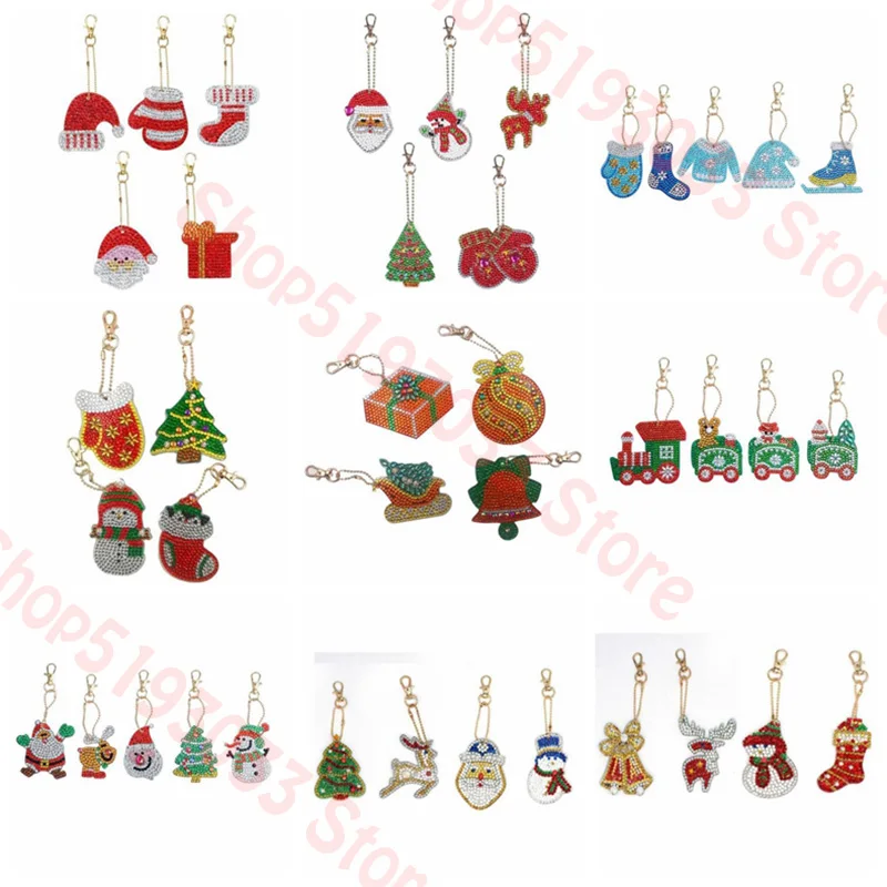 Алмазная живопись 5D брелок стразы Рождественский Снеговик олень вышивка