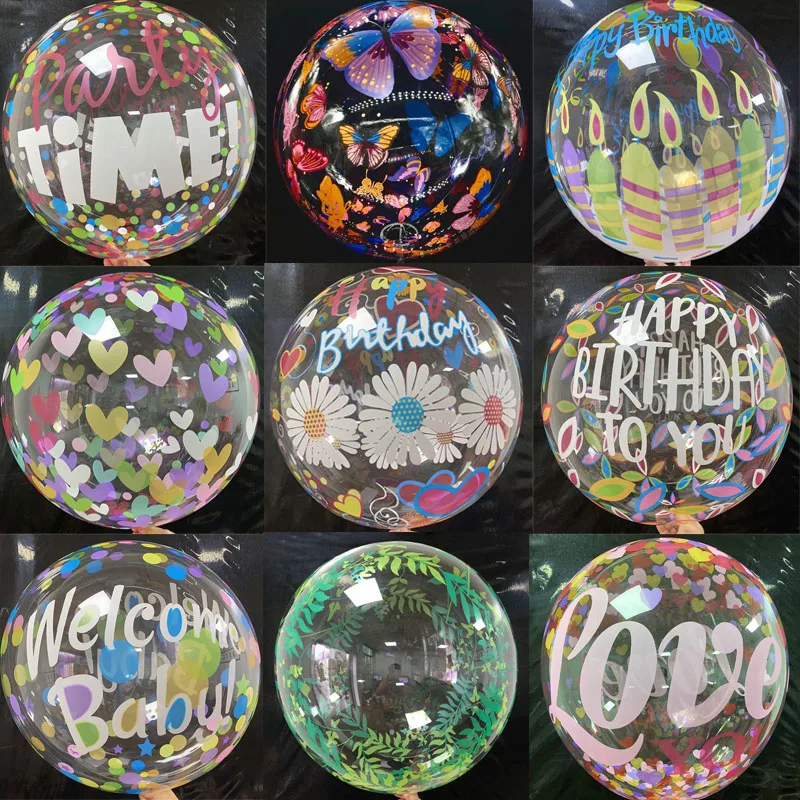 

1Pcs 20inch Happy Birthday Balloons Bubble Bobo Balloons Bubble Ball Balloons Baby Shower Kids First One Birthday Party Decor