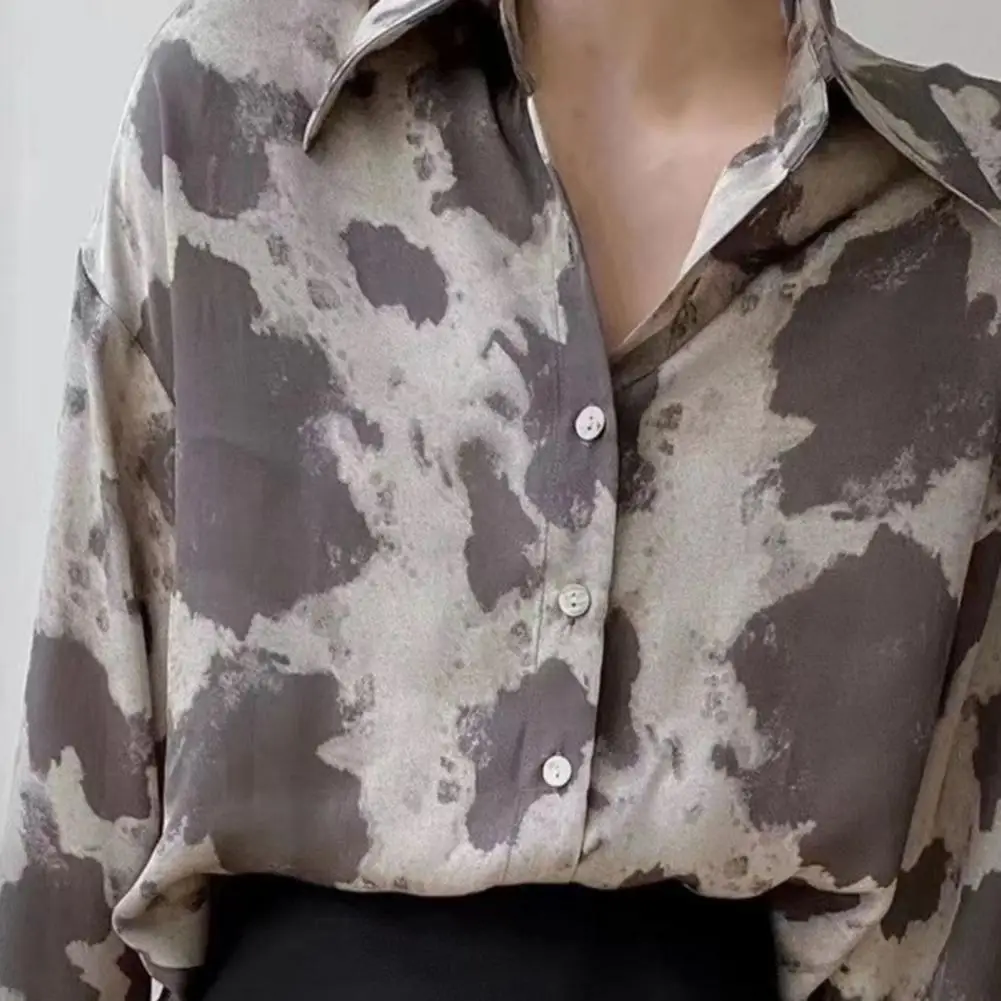 

Female Cow Printed Button Up Blouse Long Sleeve Leopard Print Chiffon Plus Size Tops Spring New T-shirt Women 2021