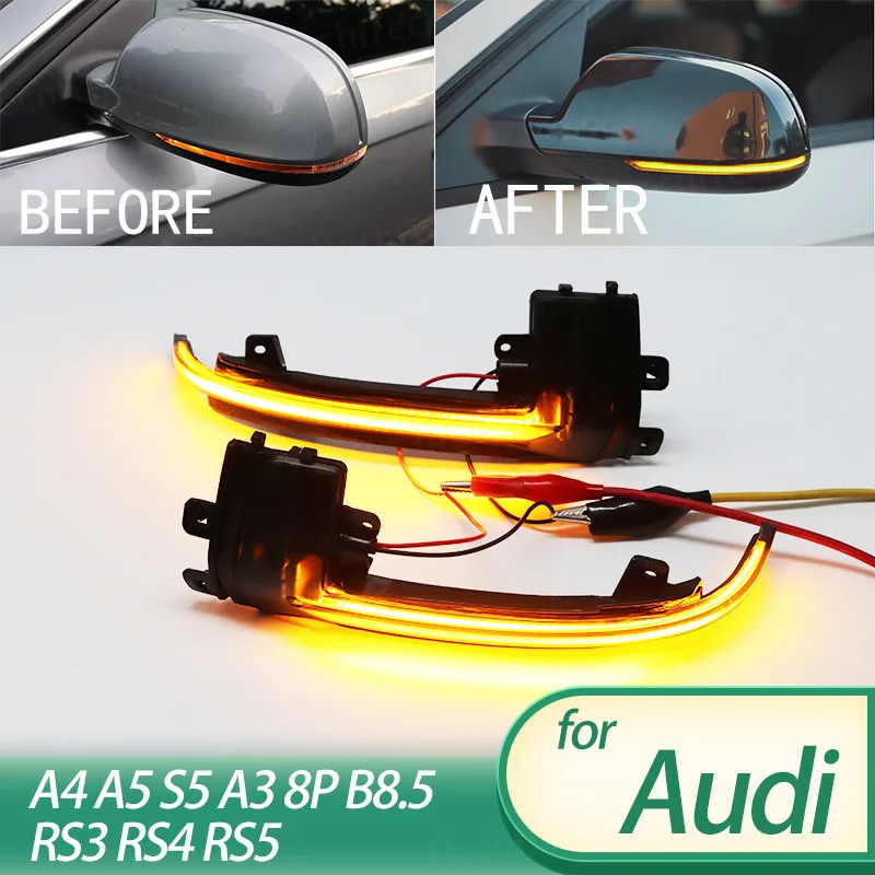 

Для Audi A4 A5 S5 A3 8P B8.5 RS3 RS4 RS5 черная крышка динамический поворотный сигнал светодиодный зеркальсветильник