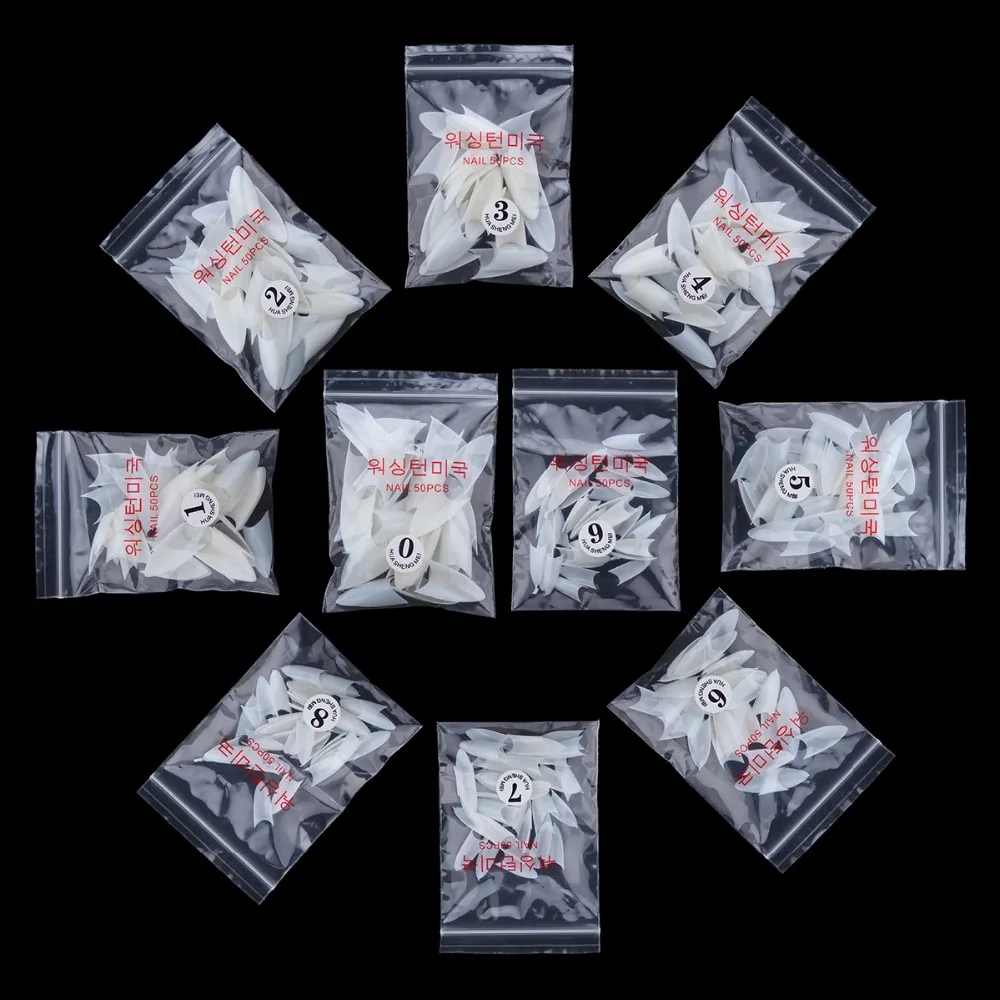 500 шт./лот натуральные белые накладные ногти на шпильке Французский акриловый УФ