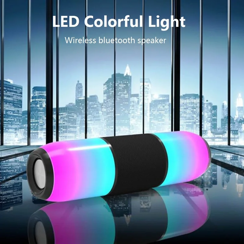 

T19 IP65 Waterproof Sports Speaker Colorful Light Bluetooth Speaker Portable Outdoor Wireless Card Subwoofer Gift Small Audio