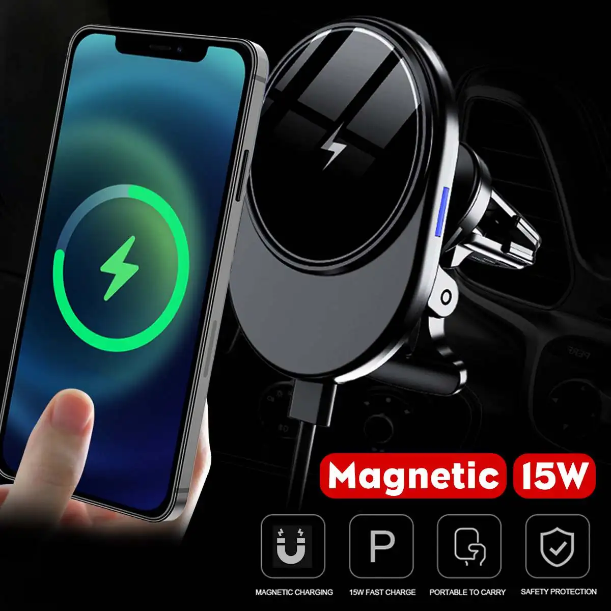 

Автомобильное зарядное устройство для телефона, Мини магнитный автомобильный держатель для зарядки, беспроводное зарядное устройство, авт...