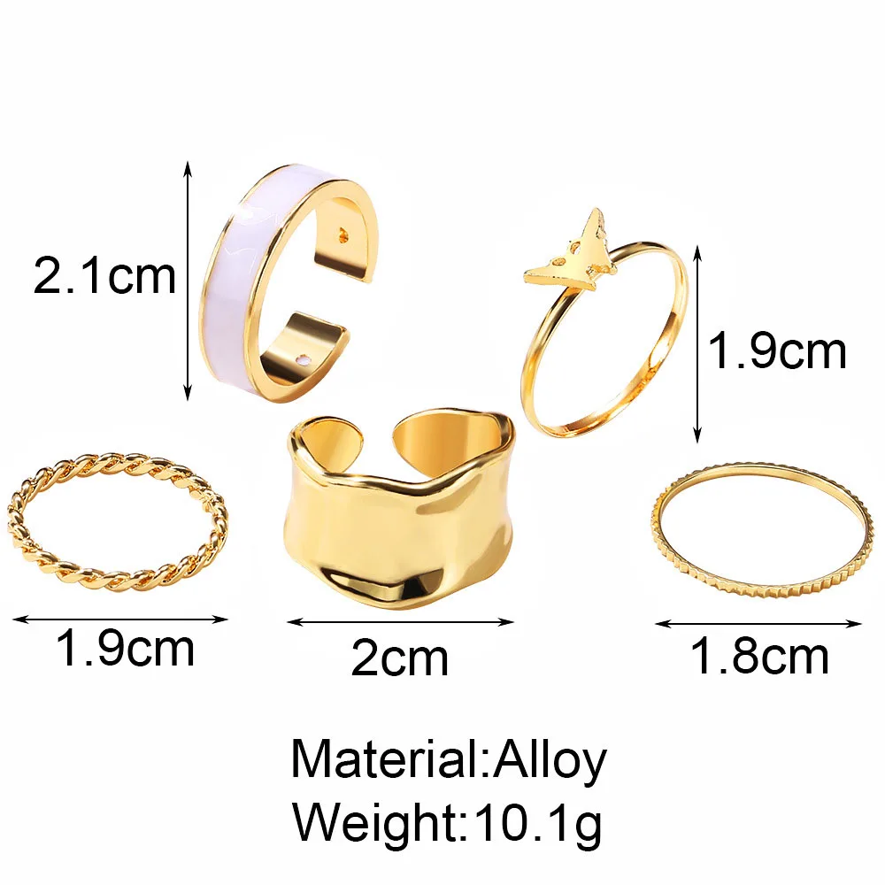 

5pcs/sets Bohemian Rings Sets for Women Colorful Shiny Crystal Stone Tie Gold Wedding Rings Men Jewelry Wholesale