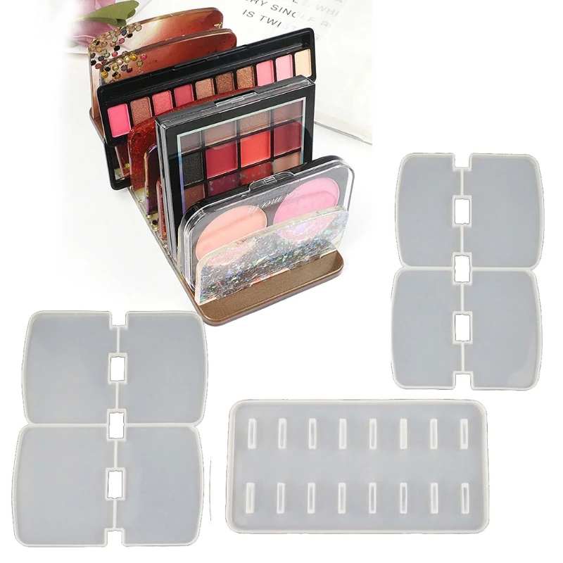 

Crystal Epoxy Resin Mold Cosmetic Eyeshadow Tray Storage Rack Casting Silicone Mould Handmade Makeup Bracket Holder Mold
