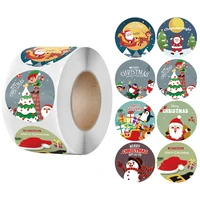 merry christmas sticker for kids 500pcsroll cartoon santa snowman 8 designs for xmas gift box decor reward children sticker tag