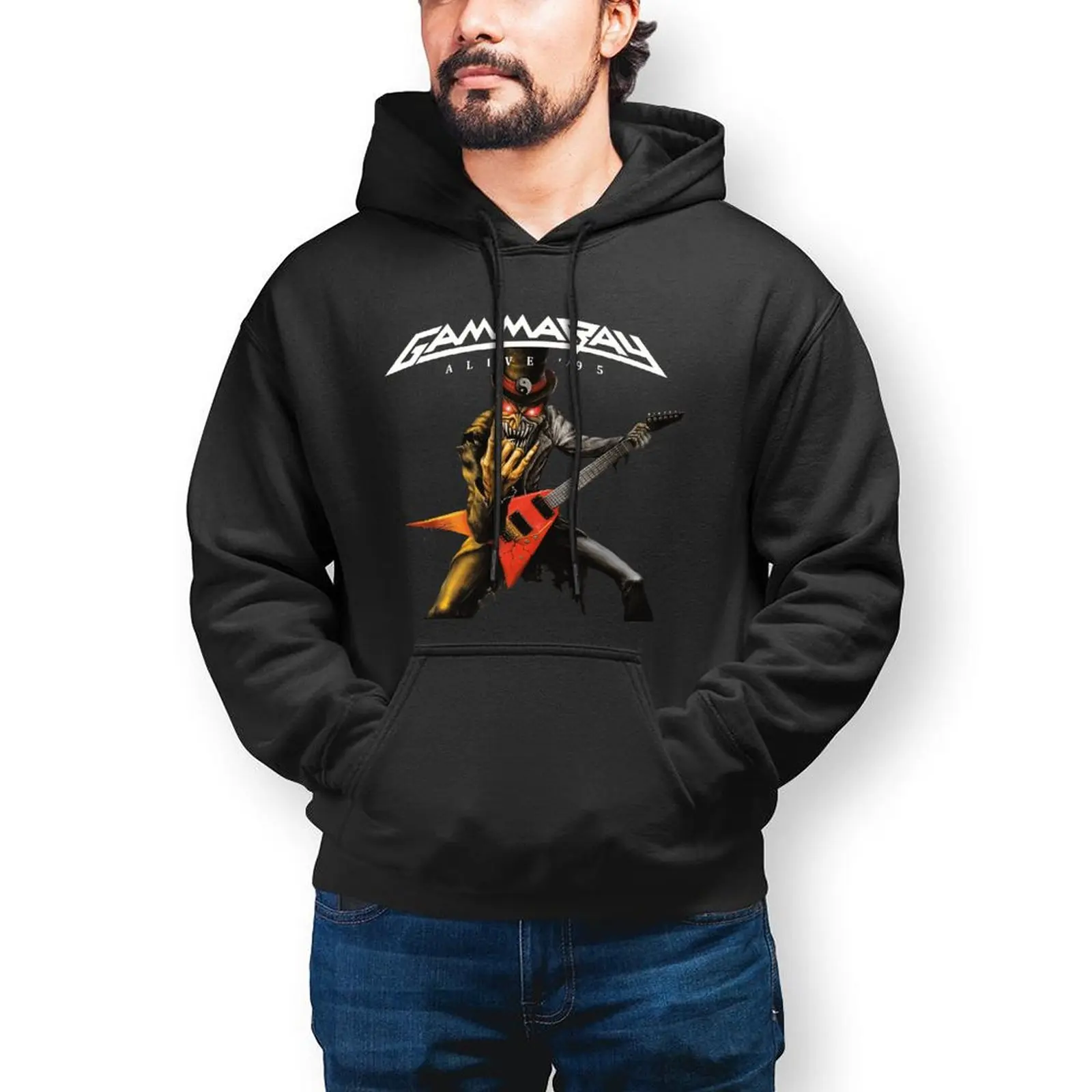 

Manowar Hoodie Loose Autumn Hoodies Cool Long Length Cotton Pullover Hoodie Mens Over Size