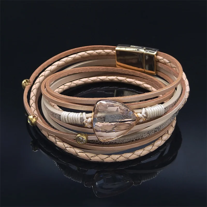 

2023 Bohemia Leather Slim Strips Bracelet Bandle Women Width Vintage Multilayer Chain Bracelets Jewelry pulseras mujer NXH820S04