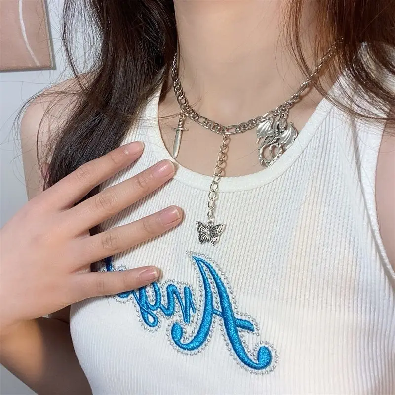 Винтажное многослойное женское ожерелье с подвеской-бабочкой | Украшения и