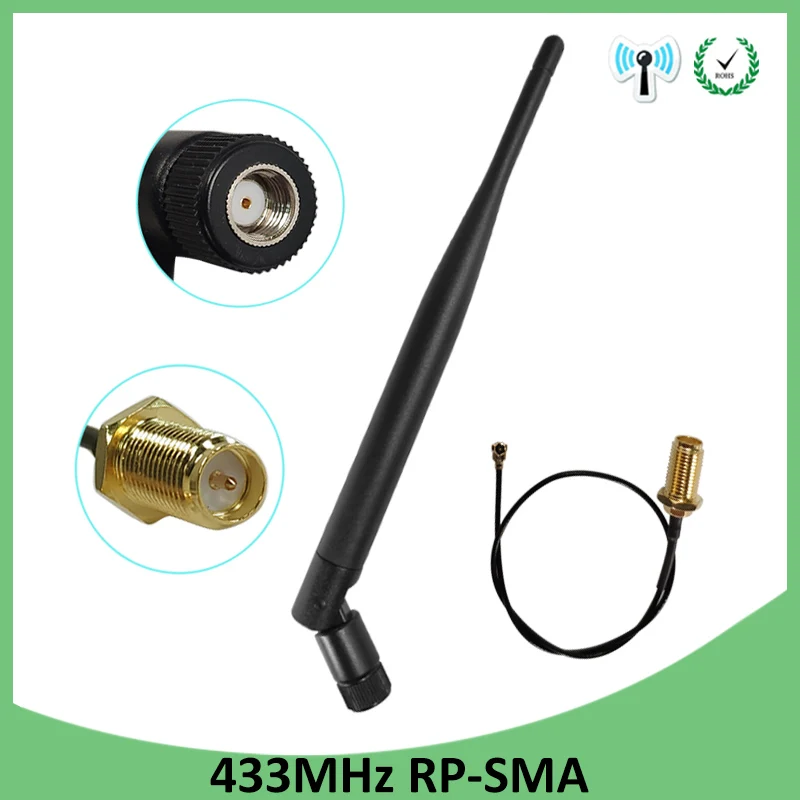 

433Mhz Antenna LORA 5dbi GSM 433 mhz RP-SMA Connector Rubber 433m Lorawan antenna IPX IOT SMA Male Extension Cord Pigtail Cable