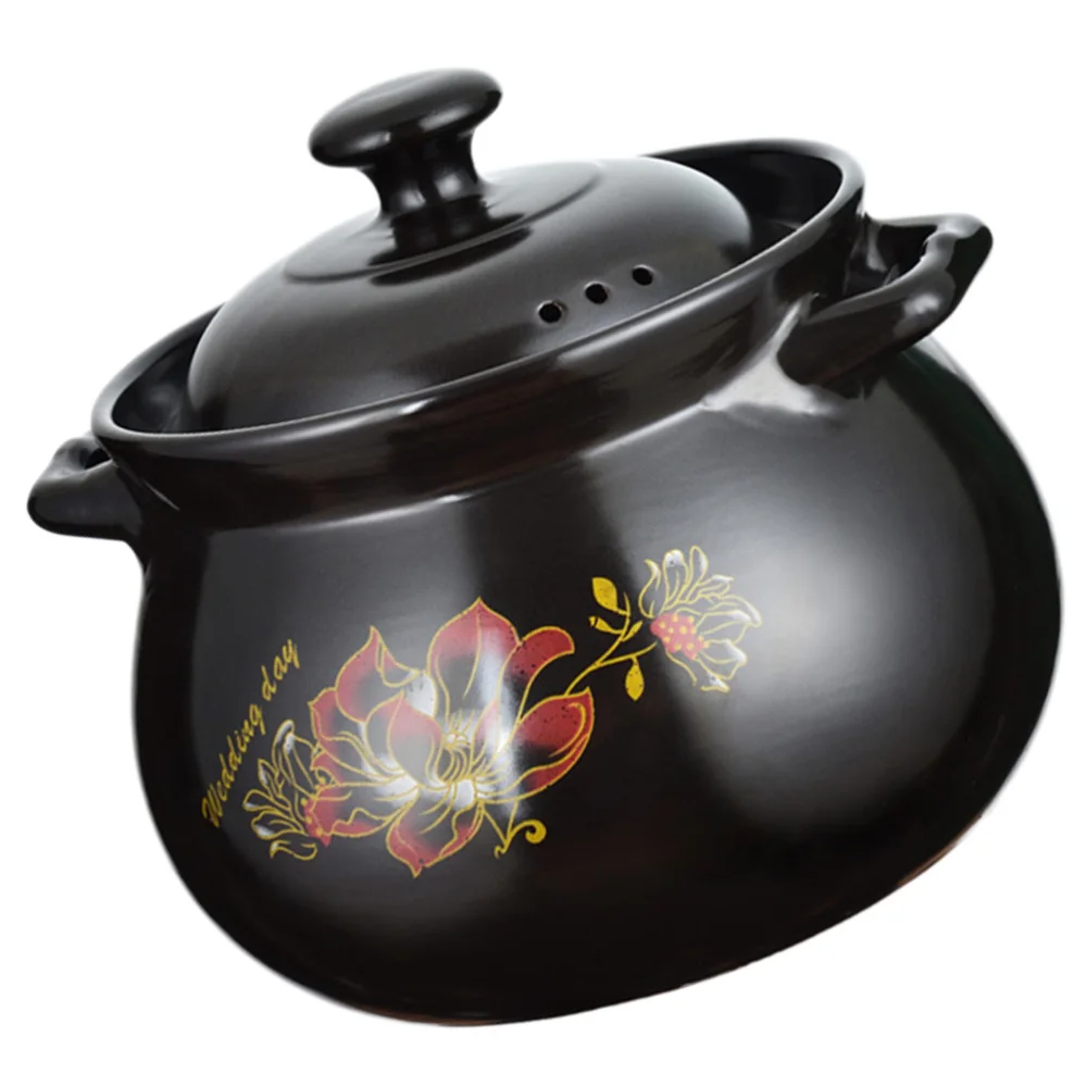 

1pc Kitchen Ceramic Stew Pot with Lid Ceramic Earthen Pot Home Stockpot