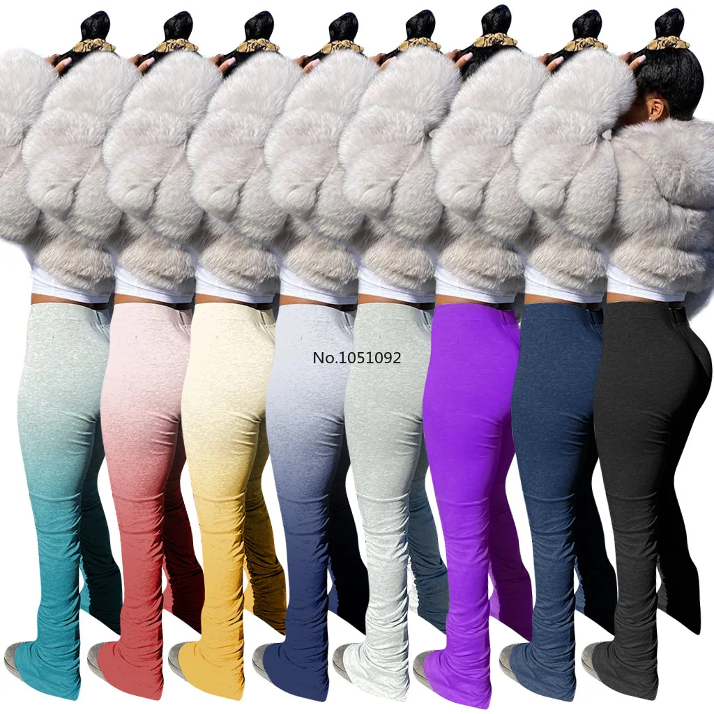 Женские спортивные штаны с высокой талией и градиентом модные брюки рюшами