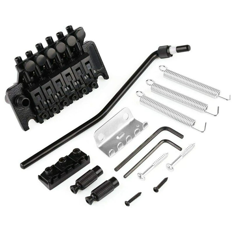 

Electric Guitar Tremolo Bridge Assembly Double System Parts 2 Point St Strat Style Guitar Tremolo Bridge Locking System (Black)