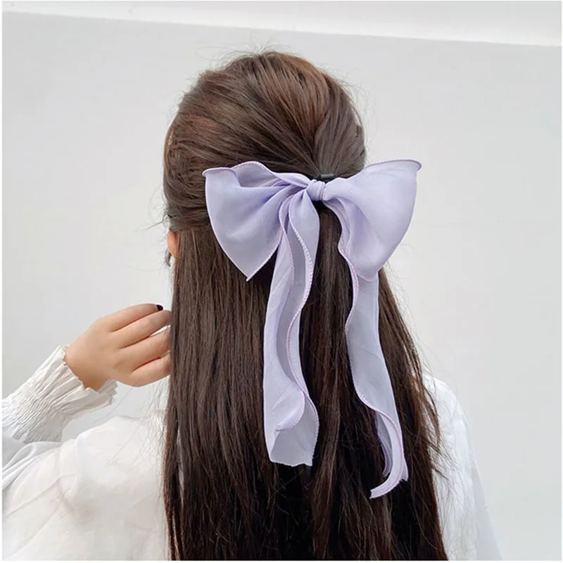 

Элегантные шифоновые резинки для волос с бантом Резинки для волос эластичная повязка для волос супер Сказочный шарф для конского хвоста ре...