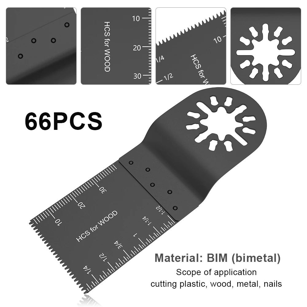 

66pcs Oscillating Multi Tool Saw Blades For Renovator Power Tools For Dewalt Fein Electric Tools Saw Blade Cutting Accessories