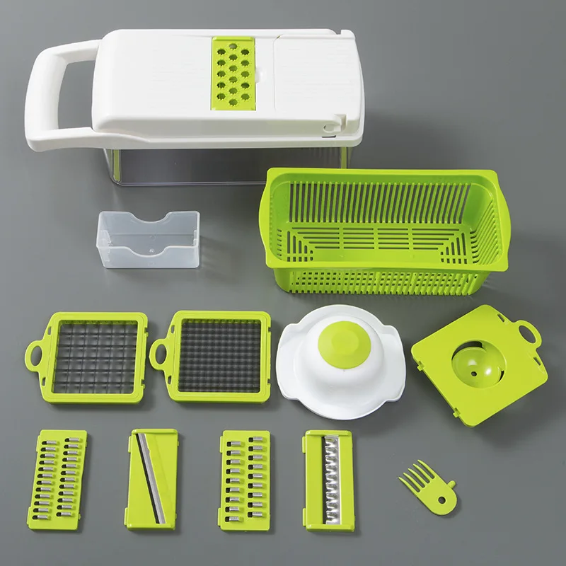 

Multifunctional Vegetable Cutter Fruit Slicer Grater Shredders Drain Basket Slicers 8 In 1 Gadgets Kitchen Accessories