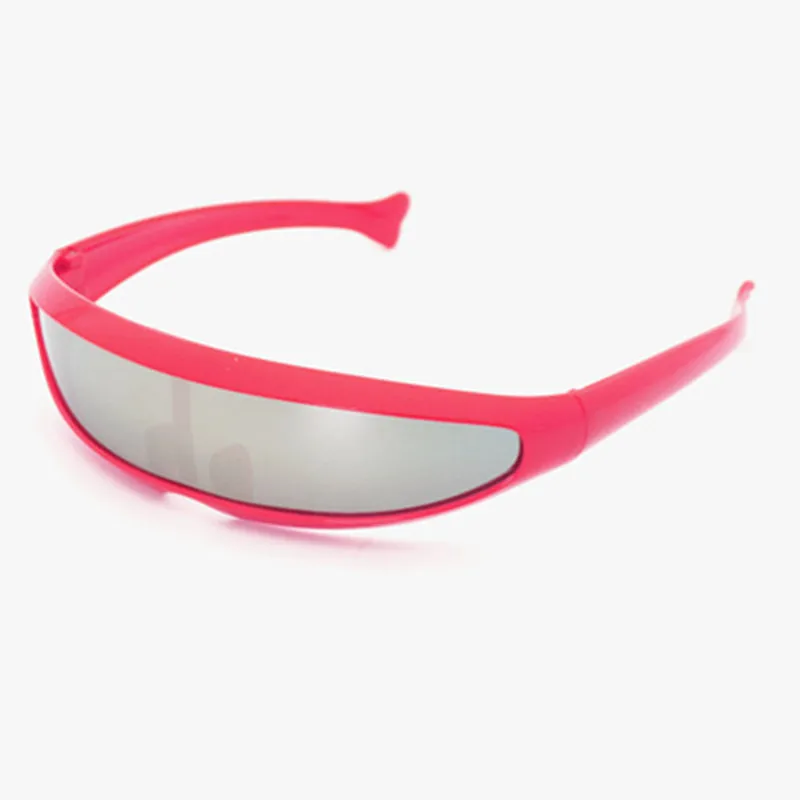 Red-White lens Узкие циклопы солнцезащитные очки UV400 индивидуальные зеркальные линзы костюм очки Новые вечерние украшения - Цвет: Red-White lens