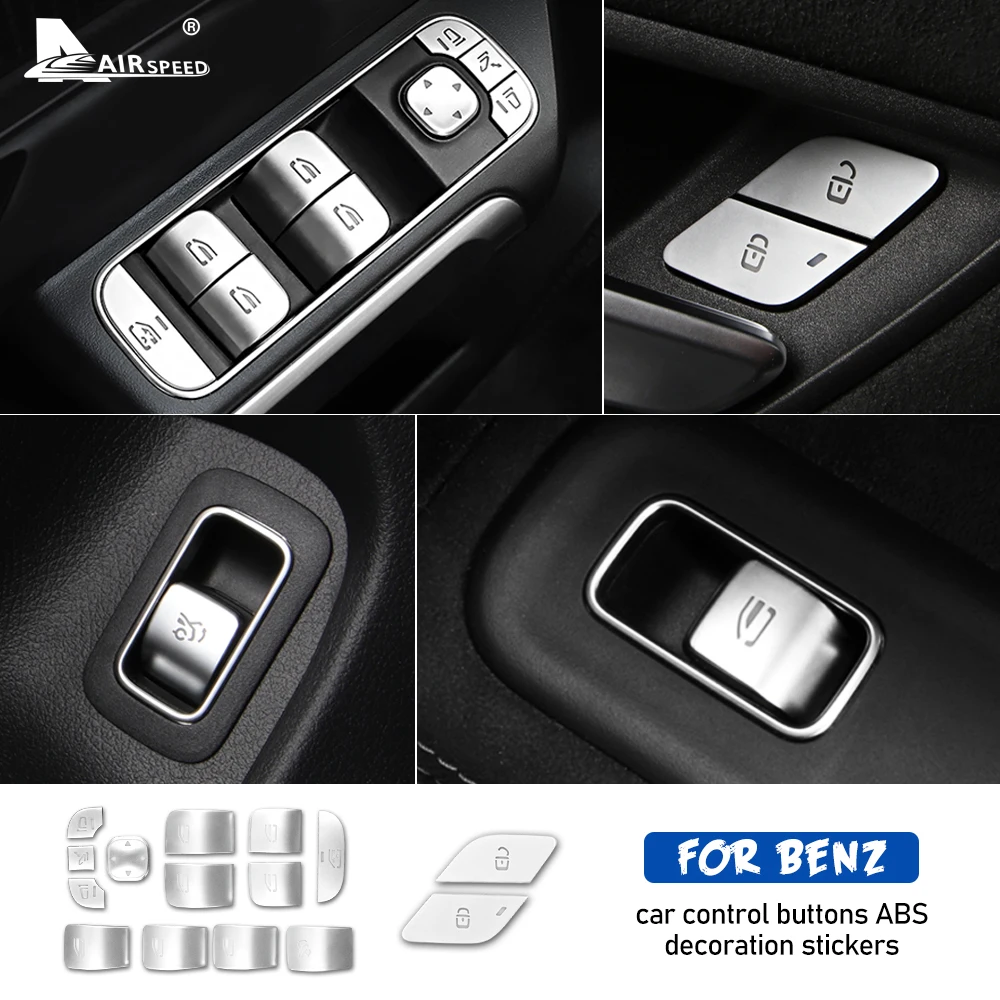 

ABS for Mercedes Benz A B Class CLA GLA GLC GLE GLS W177 W247 W167 Accessories Car Door Lock Switch Window Lift Button Sticker