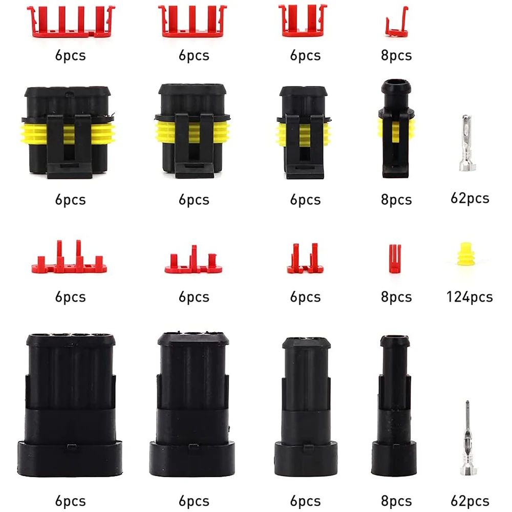 352 шт. водонепроницаемые автомобильные коннекторы для проводов 1/2/3/4 контактов |