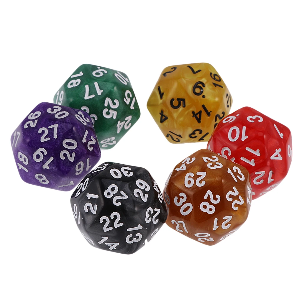 MagiDeal 6 шт. 24 /30 Двусторонние игральные кости D24 D30 кубики для D & TRPG семейная