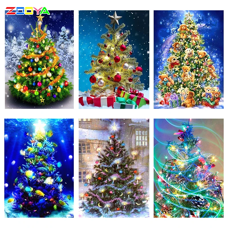 Zooya 5D сделай сам бриллиантовый рисунок Рождество дерево камни в форме ромба/Набор
