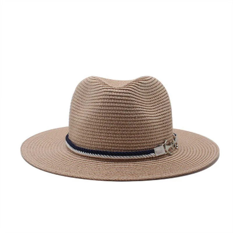 

women hats summer sun protective wide brim solid band belt sun hats men women black khaki outdoor beach travel summer straw hats