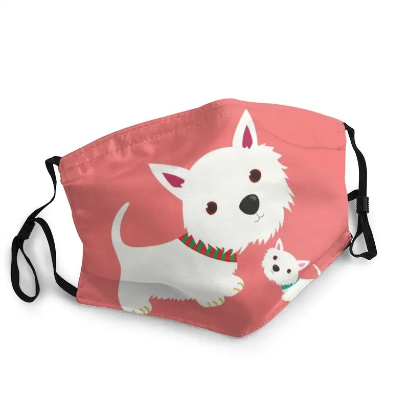 

Cute Westie Puppy Dog Face Mask Adult Anti Haze Dust West Highland White Terrier Mask Protection Cover Respirator Mouth Muffle