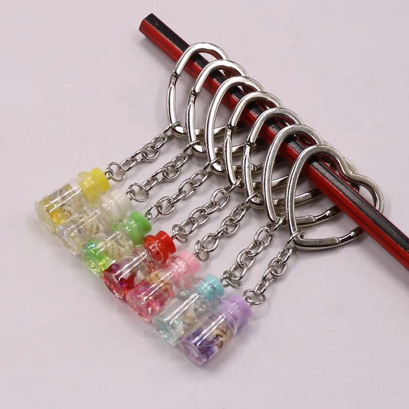 Кольцо для ключей в форме сердца брелок виде стеклянной бутылки ракушка женщин и