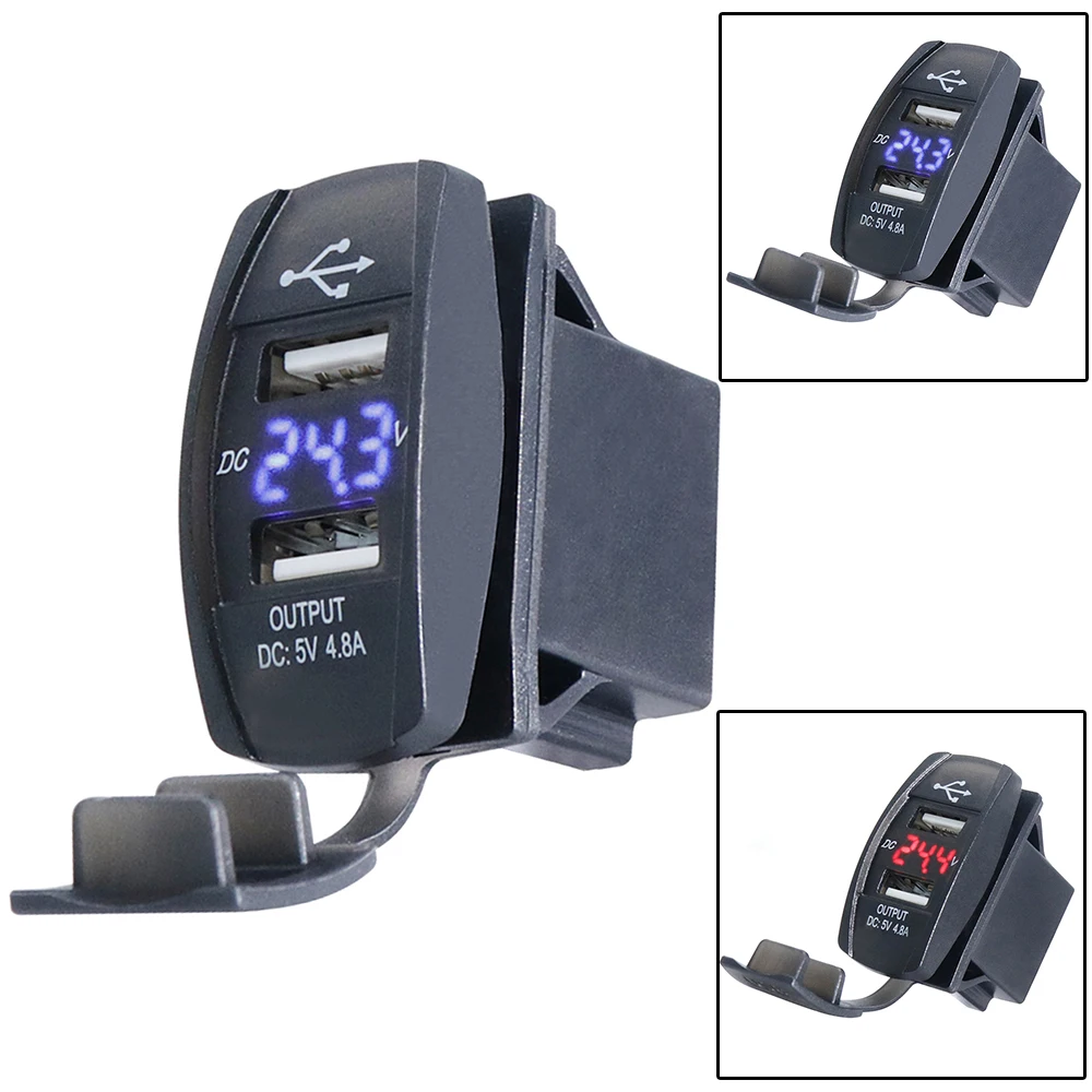 Зарядное устройство ABS DC 12 V/24 V USB разъем вольтметр кулисный переключатель панель порт универсальный