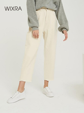 Wixra-pantalones largos de cintura alta con bolsillos para mujer...