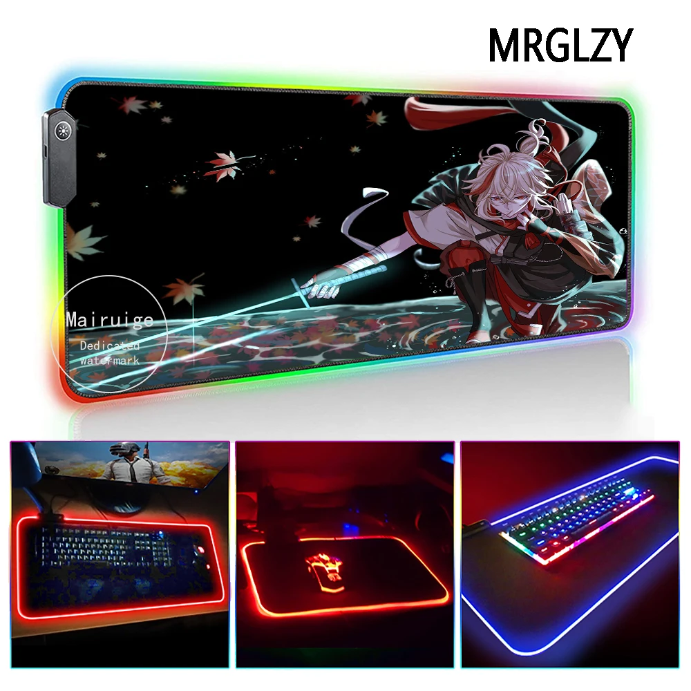 

MRGLZY Anime LED Light RGB Genshin Impact Kazuha Large Mouse Pad XXL Desk Mat carpet Gaming Accessories for PC Laptop Keyboard