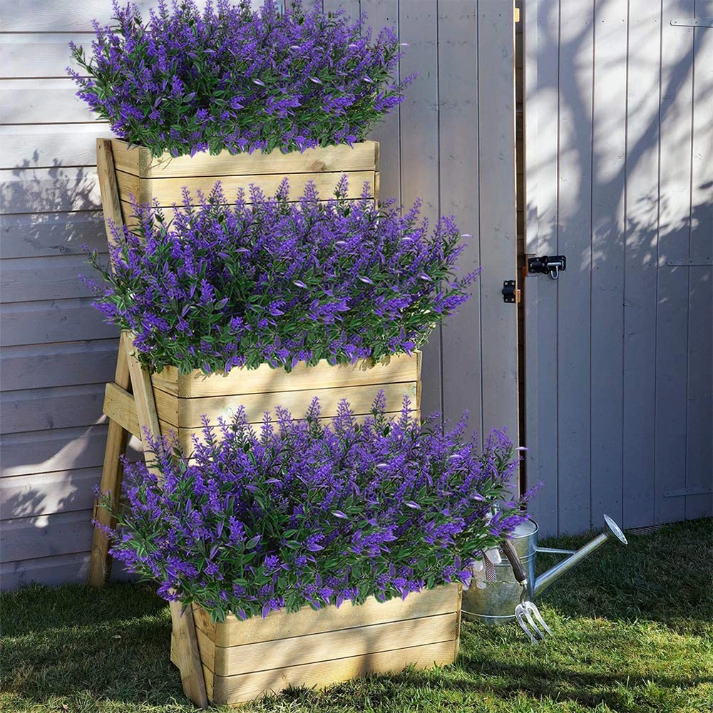 

8 Bundles Artificial Flowers Fake Outdoor Plants Faux Plastic Greenery For Home Garden Wedding Birthday Party Favors Decor