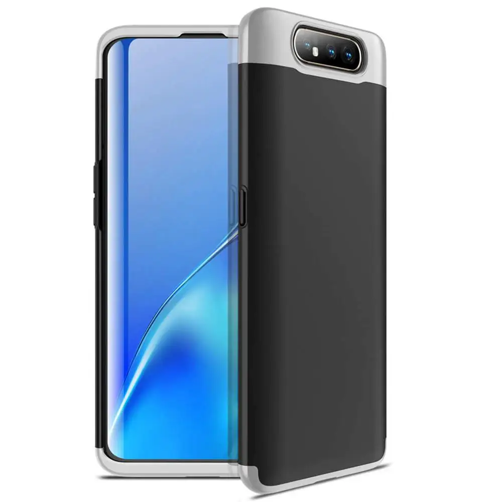 360 полный защитный чехол для телефона samsung Galaxy A80 противоударный Ультратонкий матовый жесткая задняя панель из поликарбоната для Galaxy A80 Coque Fundas - Цвет: Black and Silver