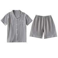 man summer pajamas male sleepwear short sleeve home lounge night wear shorts and pajama set for home daily use