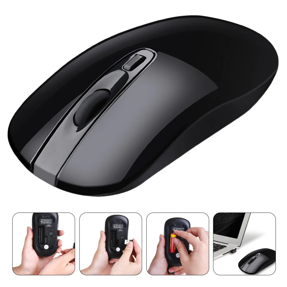 

Cordless For Laptop Computer 2.4GHz Silent Optical Without Battery