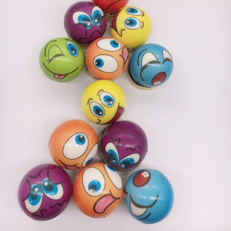 

6 Pcs 6.3cm Soft PU Cartoon Grimace Smiley Face Squeeze Balls Stress Relief Ball Toys Party Favors