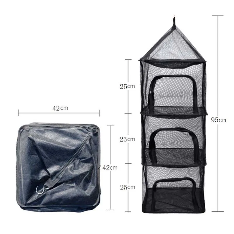 Camping Dry Net 4 Layer Folding Hanging Mesh Dish Dryer Rack Shelf Food Storage Basket for BBQ Tableware Vegetables Fis | Спорт и