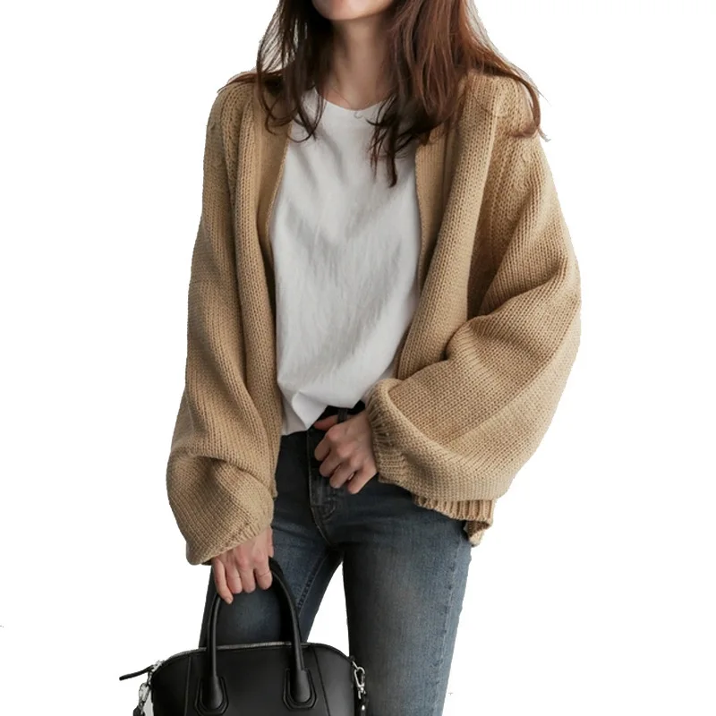 

Lazy wind sweater coat female autumn/winter 2020 new loose short black knitted cardigan student top