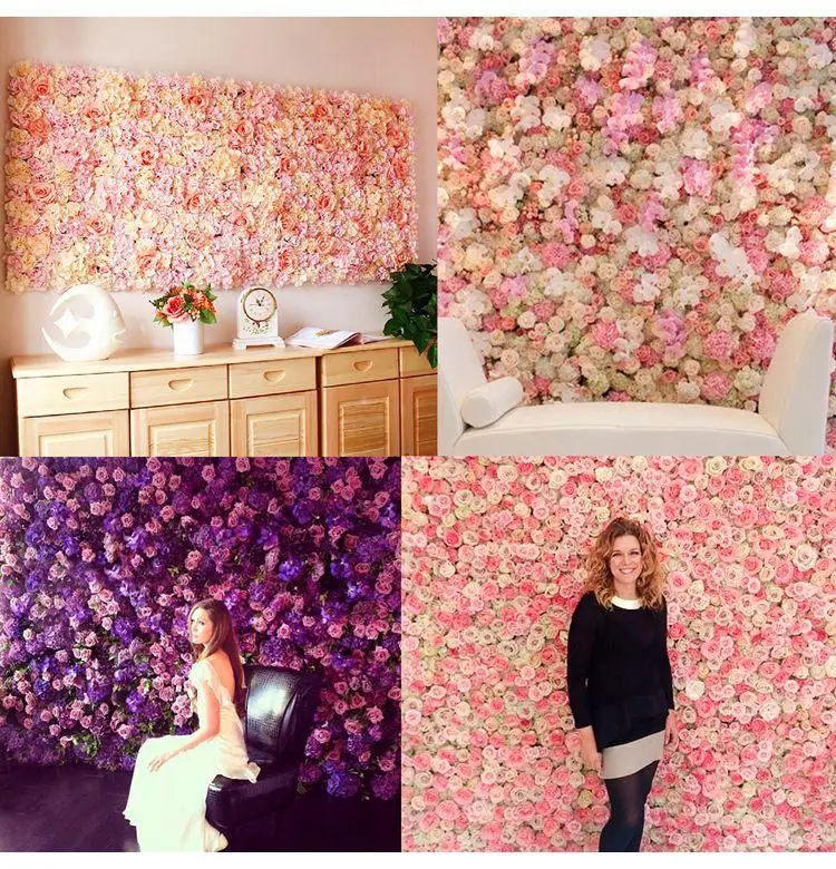 

60x40cm Artificial Silk Hydrangea Rose Flower Wall Panels for Wedding Backdrop Centerpieces Party Decorations Silk Hydrangea Wed