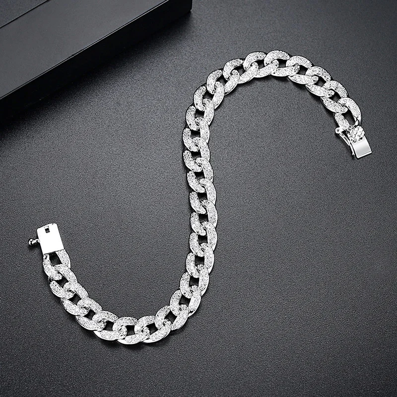 8 мм кубинские браслеты цепочки для женщин и мужчин AAA CZ Циркон проложить