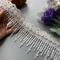 2 yard tassel white plum flowers pearl lace trimmings ribbons beaded fabric embroidered curtain sewing wedding dress clothes 8cm