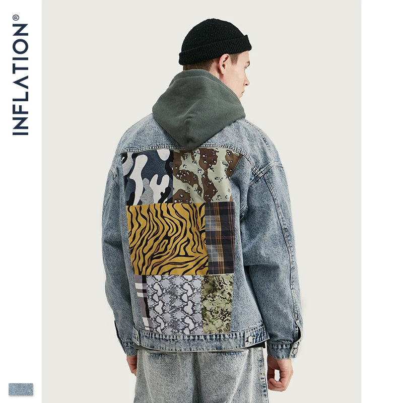 Мужская джинсовая куртка с вышивкой в стиле хип хоп Bck пэчворк верхняя одежда