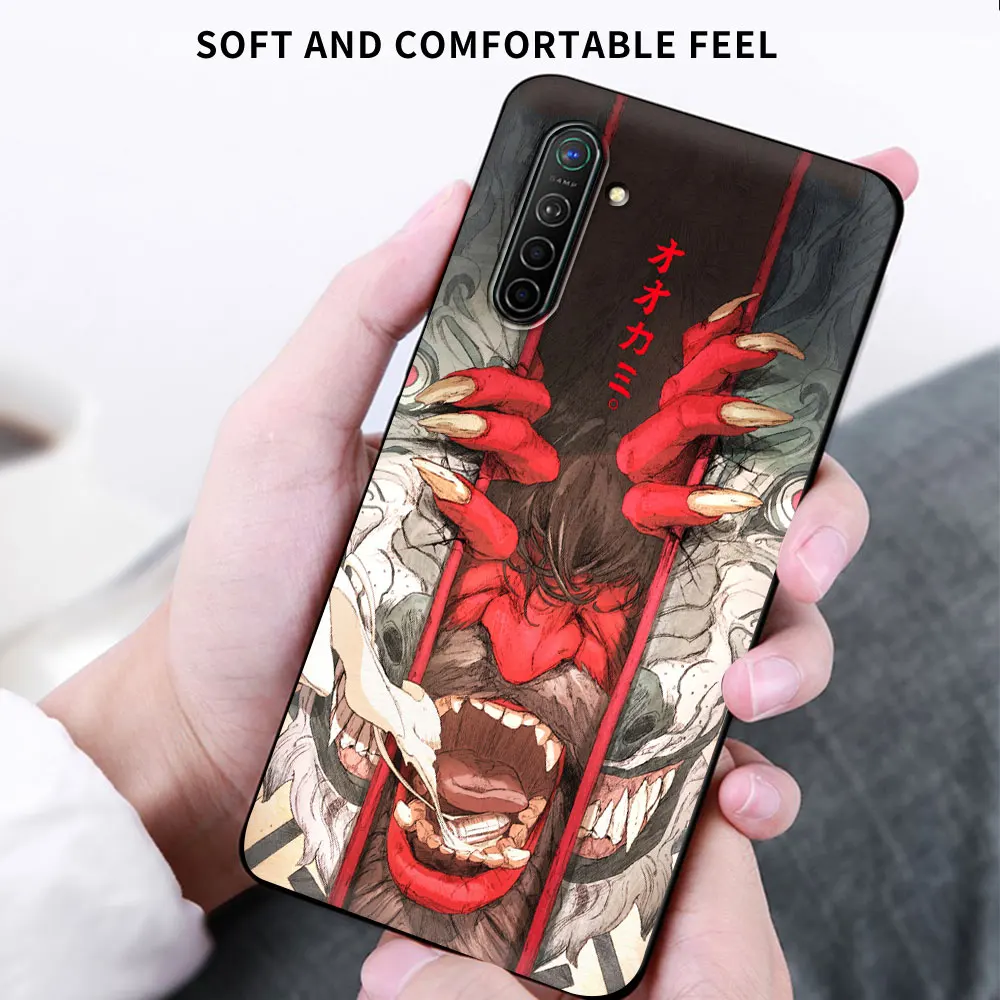Black Soft Cover for Realme C3 6 5 Pro 7 Global X50 XT Q2 C11 Phone Case C3 6 Q2i 7i Silicone Coque Capa Samurai Japan Art Sac
