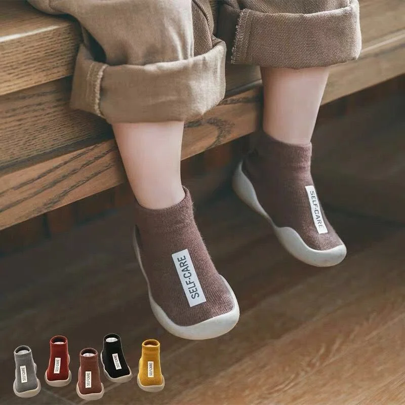 

Spring Autumn Baby Boys Silicone Soft Sole Knitted Shoes Toddler Non Slip First Walkers