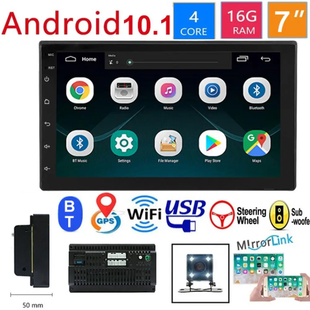 

7 дюймов 2 DIN HD1024 Android 10,1 автомобильная навигация стерео 4 ядра 16G Автомобильная развлекательная мультимедийная радио в-тире Поддержка WiFi DVR