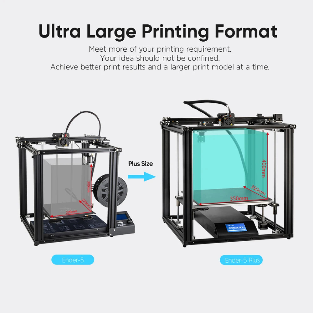 Creality 3D Ender-5 Plus Printer 350*350*400mm with 4.3 Inch Touchscreen Removable Tempered Glass Plate Double Y-axis Z-axis | Компьютеры